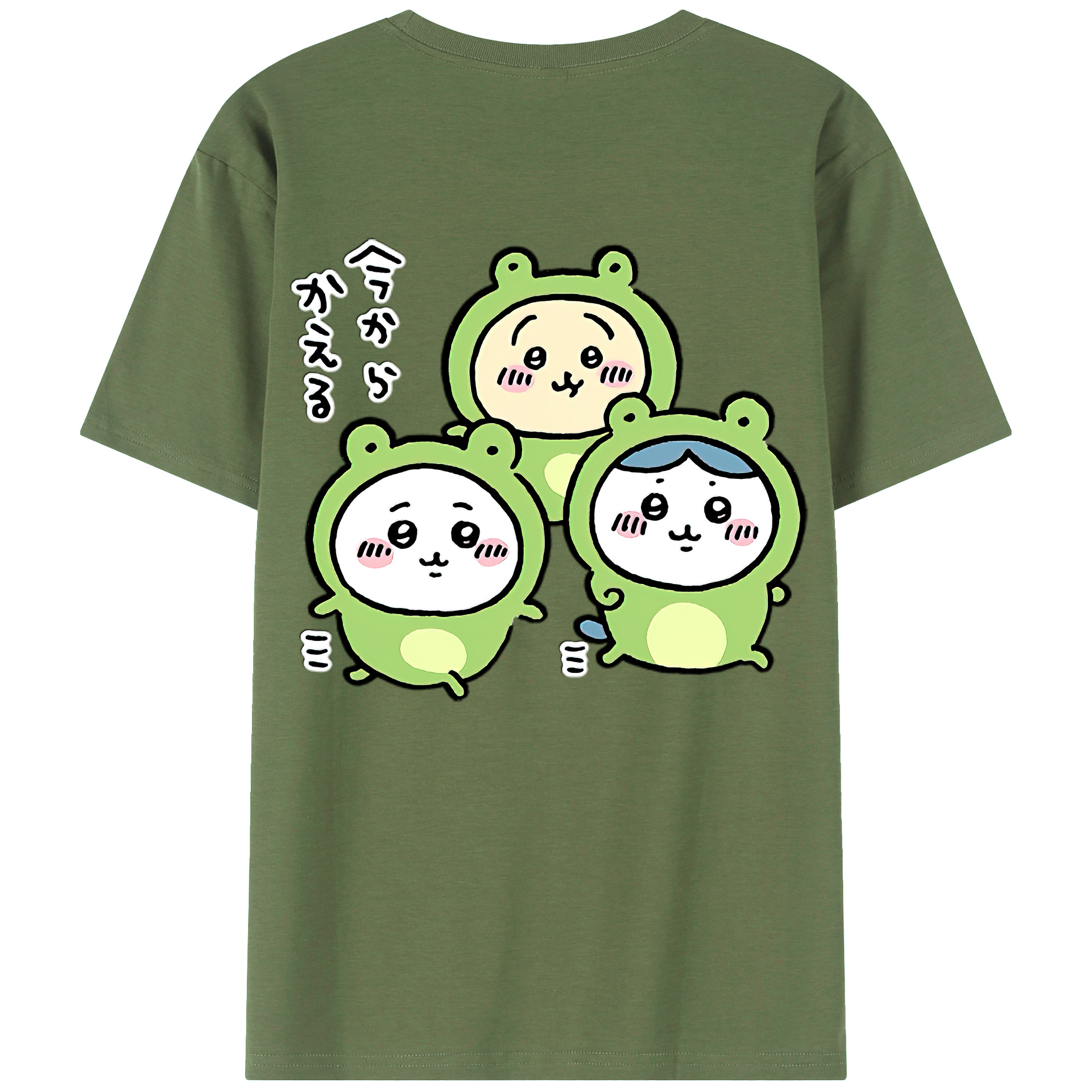 （画像用） ちいかわ ハチワレ Chii-kawa hachiware 綿100％ メンズ半袖Tシャツ（バックプリント） 通気性